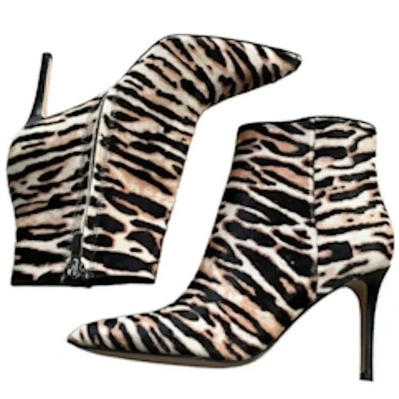 Nine West animal print heeled booties Faux fur Women’s size 5 Pointed toe - Picture 13 of 14